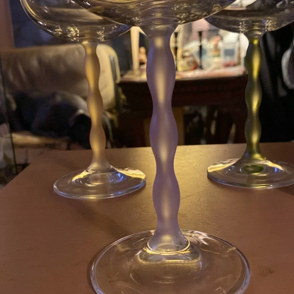 Vintage crystal wine glass set of 4 with different colored stems